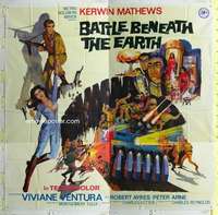 e030 BATTLE BENEATH THE EARTH six-sheet movie poster '68 Kerwin Mathews