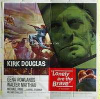 e081 LONELY ARE THE BRAVE six-sheet movie poster '62 Kirk Douglas classic!