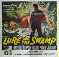 e082 LURE OF THE SWAMP six-sheet movie poster '57 destination... Hell!