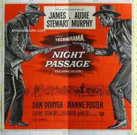 e090 NIGHT PASSAGE six-sheet movie poster '57 Jimmy Stewart, Audie Murphy