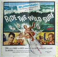 e102 RIDE THE WILD SURF six-sheet movie poster '64 Fabian, great image!