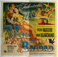 e119 VEILS OF BAGDAD six-sheet movie poster '53 Victor Mature, Blanchard