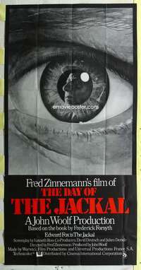 e252 DAY OF THE JACKAL English three-sheet movie poster '73 cool eye image!