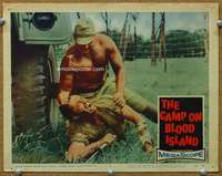 f351 CAMP ON BLOOD ISLAND movie lobby card #6 '58 tortured G.I.!