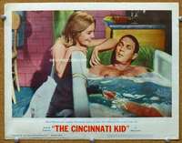 f373 CINCINNATI KID movie lobby card #2 '65 Steve McQueen in bath!