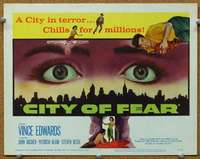 f128 CITY OF FEAR title movie lobby card '59 crazy Vince Edwards!