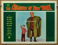 f383 COLOSSUS OF NEW YORK movie lobby card #8 '58 big monster & boy!