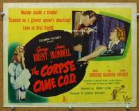 f132 CORPSE CAME COD title movie lobby card '47 Joan Blondell, George Brent