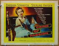 f135 CRIME OF PASSION title movie lobby card '57 Barbara Stanwyck, Hayden