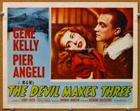 f423 DEVIL MAKES THREE movie lobby card #7 '52 Gene Kelly, Pier Angeli