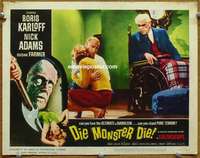 f427 DIE MONSTER DIE movie lobby card #7 '65 Boris Karloff, AIP horror!