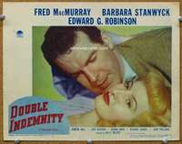 f041 DOUBLE INDEMNITY movie lobby card #2 '44 Stanwyck & MacMurray c/u!