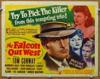 f146 FALCON OUT WEST title movie lobby card '44 Tom Conway as The Falcon!