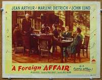 f470 FOREIGN AFFAIR movie lobby card #7 '48 Jean Arthur at table!