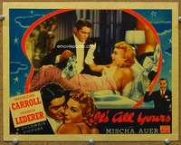 f604 IT'S ALL YOURS movie lobby card '37 sexy Madeleine Carroll in bed!