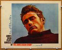 f605 JAMES DEAN STORY movie lobby card #4 '57 great close portrait!