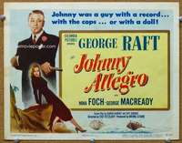 f161 JOHNNY ALLEGRO title movie lobby card '49 George Raft, Nina Foch