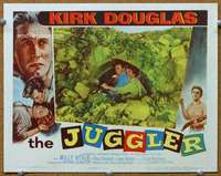 f613 JUGGLER movie lobby card '53 Kirk Douglas w/gun, Milly Vitale