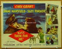 f166 KISS THEM FOR ME title movie lobby card '57 Cary Grant, Jayne Mansfield