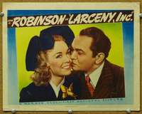 f642 LARCENY INC movie lobby card '42 Edward G. Robinson kisses Wyman!