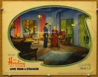 f676 LOVE FROM A STRANGER movie lobby card '37 Harding in deco room!