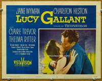 f681 LUCY GALLANT movie lobby card #6 '55 Charlton Heston, Jane Wyman