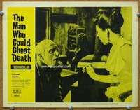 f690 MAN WHO COULD CHEAT DEATH movie lobby card #1 '59 odd monster!