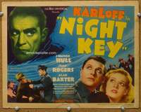 f176 NIGHT KEY title movie lobby card '37 spooky Boris Karloff image!