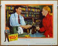 f761 ONCE A THIEF movie lobby card #7 '50 Havoc robs liquor store!