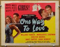f181 ONE WAY TO LOVE title movie lobby card '45 Willard Parker, Chapman