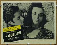f768 OUTLAW movie lobby card R50 Jane Russell & Jack Buetel in haystack