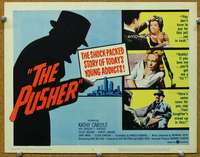 f186 PUSHER title movie lobby card '59 Harold Robbins early drug movie!