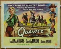 f187 QUANTEZ title movie lobby card '57 Fred MacMurray, Dorothy Malone