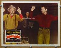 f817 RAWHIDE movie lobby card #3 '51 Tyrone Power held up!