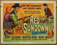 f190 RED SUNDOWN title movie lobby card '56 Rory Calhoun, Martha Hyer