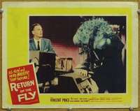 f827 RETURN OF THE FLY movie lobby card #6 '59 monster close up!