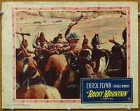 f843 ROCKY MOUNTAIN movie lobby card #6 '50 Errol Flynn surrounded!