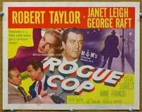 f195 ROGUE COP title movie lobby card '54 Robert Taylor, sexy Janet Leigh!
