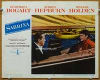 f052 SABRINA movie lobby card #2 '54 Hepburn & Bogart on boat!