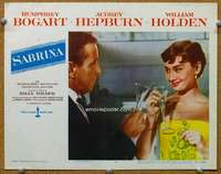 f050 SABRINA movie lobby card #4 '54 Hepburn & Bogart toasting!