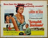 f198 SCANDAL IN SORRENTO title movie lobby card '56 Sophia Loren, De Sica