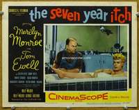 f026 SEVEN YEAR ITCH movie lobby card #6 '55 Marilyn Monroe in tub!