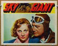 f874 SKY GIANT movie lobby card '38 aviator Richard Dix close up!