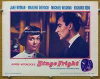 f094 STAGE FRIGHT movie lobby card #7 '50 Jane Wyman, Hitchcock