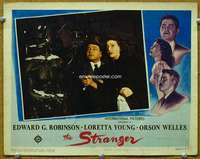 f903 STRANGER movie lobby card '46 Edward G. Robinson, Loretta Young