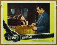 f036 SUNSET BLVD movie lobby card #3 '50 Gloria Swanson looking crazy!