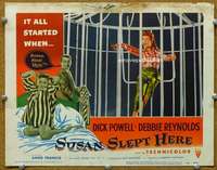 f913 SUSAN SLEPT HERE movie lobby card #5 '54 Debbie Reynolds in cage!