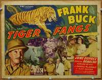 f220 TIGER FANGS title movie lobby card '43 Frank Buck, great image!
