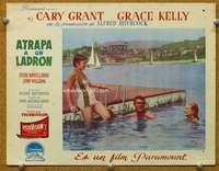 f100 TO CATCH A THIEF #2 Spanish/U.S. movie lobby card '55 Grant & Kelly swim!