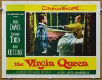 f990 VIRGIN QUEEN movie lobby card #2 '55 Bette Davis, Richard Todd